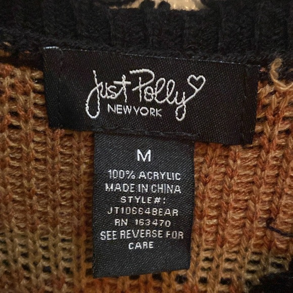 Just Polly teddy bear sweater size M - Picture 3 of 4